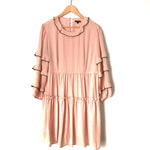 Who What Wear Pink Collar Ruffle Sleeve Dress with Black Threading Trim- Size L