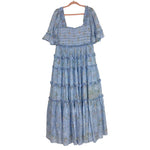 Needle & Thread Blue Floral Eyelet Smocked Bodice Dress- Size ~L/XL (see notes)