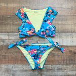 Adore Me Blue Floral Side Tie Bikini Bottoms- Size M (we have matching top)