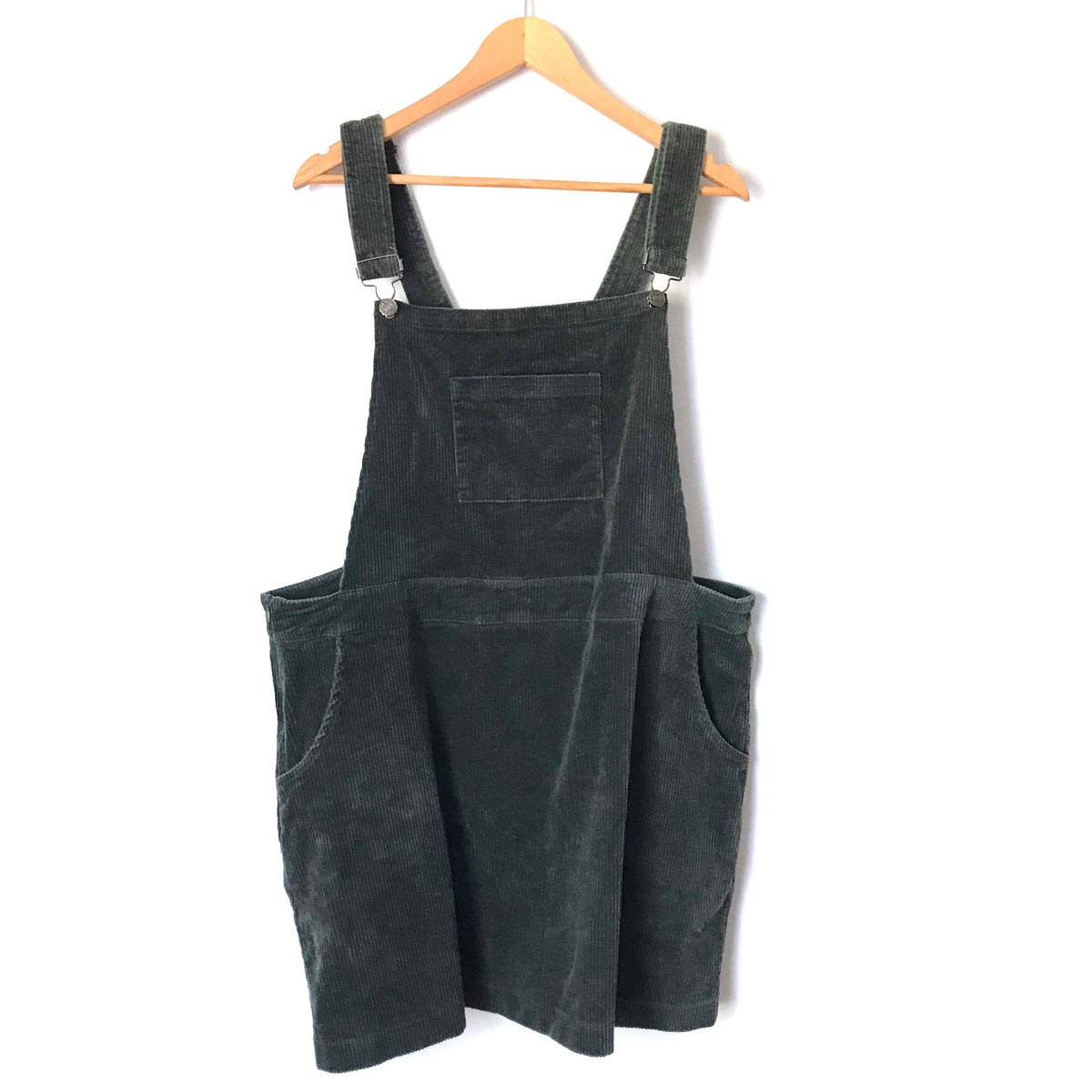corduroy overall dress green The Elles Modest Overall Dress main image 0