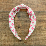 Lisi Lerch White/Pink Animal Print Knot Headband