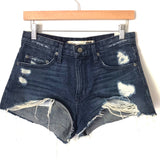 Lovers + Friends Distressed Dark Wash Denim Shorts- Size 26