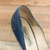 Jimmy Choo Blue/Black Circle Open Toe Heels- Size 40.5 (See Notes)