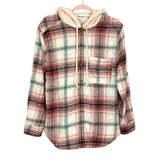 Impressions Plaid Hooded Button Up Flannel- Size M