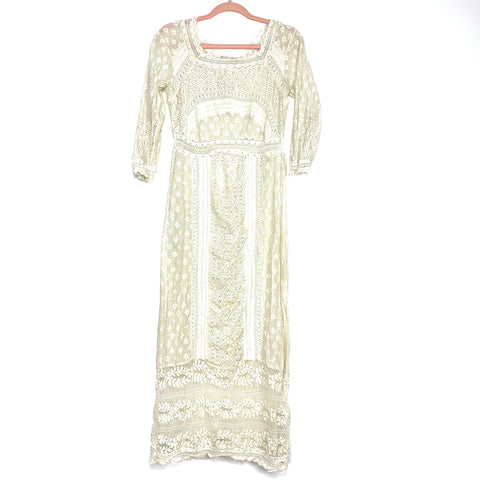 Zara Cream Sheer Crochet Dress- Size L (see notes) The Saved Collection Zara Cream Sheer Crochet Dress- Size L (see notes) The Saved Collection