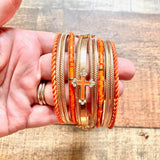 Bogot Orange and Gold Set of 12 Bangles NWT