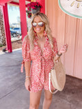 Petal + Pup Orange Animal Print Front Knot Open Back Romper NWT- Size S