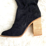Mi.iM Black Suede Tall Over The Knee Block Heel Boots- Size 9