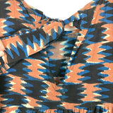 King + Pitt Black/Brown/Blue Printed Back Tie Dress- Size M