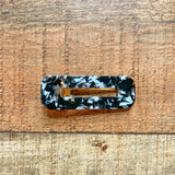 No Brand Black/White Flecks Rectangle Hair Clip NEW
