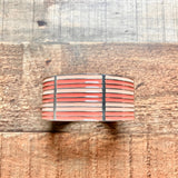 No Brand Coral/Peach Striped Silver Hinged Bracelet