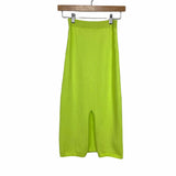 Free People Neon Yellow Ribbed Fitted Midi Skirt- Size S