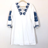Madewell White Dress with Embroidered Neckline and Sleeves- Size L