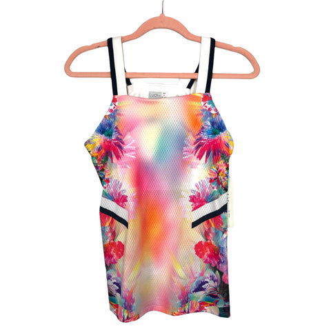 Lucky in Love Fitted Colorful Floral Tank with Bra NWT- Size M