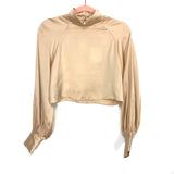 L'Academie Blush Satin Crop Top Blouse NWT- Size S (sold out online)