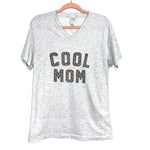 Bella + Canvas Light Grey Heathered Animal Print "Cool Mom" V-Neck T-Shirt- Size M