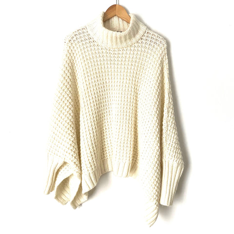 Express Ivory Mock Neck Poncho Style Sweater- Size S/M