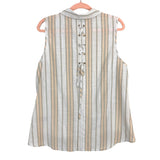 Unique Spectrum Striped Collared Button Up Front Twist/Back Lace Up Top- Size 1X