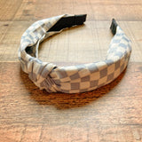 No Brand Blue/White Checkered Top Knot Headband