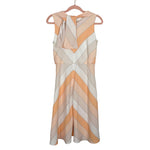 Eva Mendes x New York & Company Orange/Ivory/Peach/Beige Chevron Front or Back Neck Tie Dress- Size 4