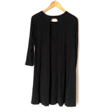 Lush Black Ribbed Swing Dress with Back Key Hole- Size L