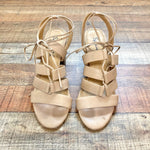 Splendid Tan Leather Lace Up Block Heel Sandals- Size 9.5 (sold out online, see notes)