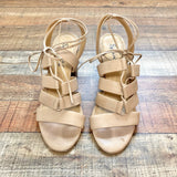 Splendid Tan Leather Lace Up Block Heel Sandals- Size 9.5 (sold out online, see notes)
