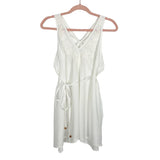 Motherhood Maternity White Embroidered Detail with Front Tie and Back Knot and Keyhole Maternity Tank- Size M