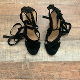 Bamboo Black Velvet Encounter Ankle Wrap Shoes- Size 7 (Like New Condition!)