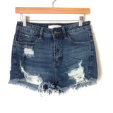 Nature Distressed Dark Wash Denim Cutoff Shorts- Size M
