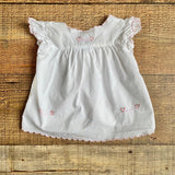 Little English White Floral Embroidered Button Up Top- Size 3M