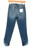 KanCan Dark Wash Frayed Angled Hem Skinny Jeans NWT- Size 3/25 (Inseam 24.5”)