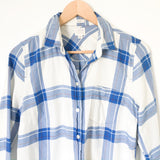J Crew BoyFit Plaid Button Down in Blue/White- Size XS