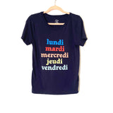 J Crew "Lundi Mardi Mercredi Jeudi Vendredi" Graphic Tee- Size S