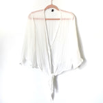 Amaryllis White Sheer Tie Front Top- Size L (see notes)