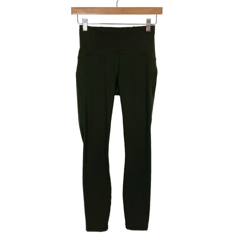 Lululemon Forest Green Mesh Detail Leggings- Size 4 (Inseam 25”)