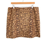 Pink Lily Brown Animal Print Faux Suede Mini Skirt- Size 2XL