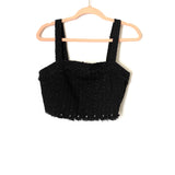 Lelis Collection Black Textured Eyelet Crop Top (we have matching shorts) - Size S