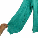 Fable Turquoise Cable Knit Bubble Sleeve Sweater- Size S/M
