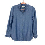 J Crew Chambray Ruffle Collar Classic Fit Button Down NWT- Size 0 (see notes)