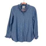 J Crew Chambray Ruffle Collar Classic Fit Button Down NWT- Size 0 (see notes)