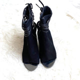 Dolce Vita Black Peep Toe Corset Back Point Heels- Size 7 (see notes)