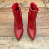 Bamboo Red Faux Leather Booties- Size 7