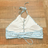 Aerie Blue and White Striped Star Print Halter Bikini Top- Size XL (Top Only)