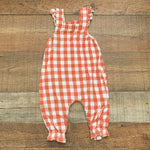 Angel Dear Checked Smocked Overall Jumpsuit- Size 3-6M