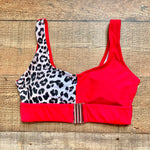 No Brand Red and Animal Print Bikini Top and Bottoms- Size S (sold as set)