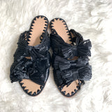 Pour La Victoire Black Straw Sandal- Size 6