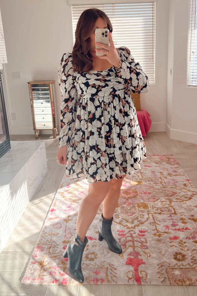 abercrombie and fitch black floral dress Abercrombie & Fitch Black Floral Satin Two Piece Dress in XS/S