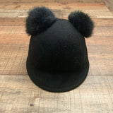 BCBGMaxazria Black Real Fur Pom Pom Hat