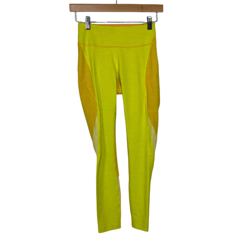 Outdoor Voices Neon Yellow and Mustard Color Block Cropped Leggings- Size XS (Inseam 24.5")